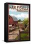 Harleysville, Pennsylvania - Barnyard Scene-Lantern Press-Framed Stretched Canvas