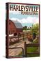 Harleysville, Pennsylvania - Barnyard Scene-Lantern Press-Stretched Canvas