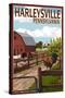 Harleysville, Pennsylvania - Barnyard Scene-Lantern Press-Stretched Canvas