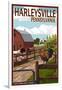 Harleysville, Pennsylvania - Barnyard Scene-Lantern Press-Framed Art Print