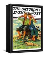 "Harmonica Players," Saturday Evening Post Cover, October 6, 1934-Eugene Iverd-Framed Stretched Canvas