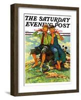 "Harmonica Players," Saturday Evening Post Cover, October 6, 1934-Eugene Iverd-Framed Giclee Print