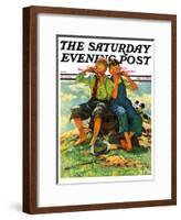 "Harmonica Players," Saturday Evening Post Cover, October 6, 1934-Eugene Iverd-Framed Giclee Print