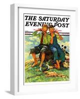 "Harmonica Players," Saturday Evening Post Cover, October 6, 1934-Eugene Iverd-Framed Giclee Print