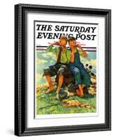 "Harmonica Players," Saturday Evening Post Cover, October 6, 1934-Eugene Iverd-Framed Giclee Print