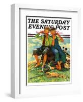 "Harmonica Players," Saturday Evening Post Cover, October 6, 1934-Eugene Iverd-Framed Giclee Print