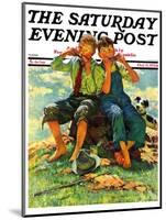 "Harmonica Players," Saturday Evening Post Cover, October 6, 1934-Eugene Iverd-Mounted Giclee Print