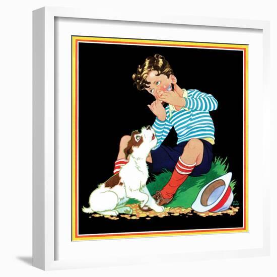 Harmonica Playing - Child Life-Keith Ward-Framed Giclee Print