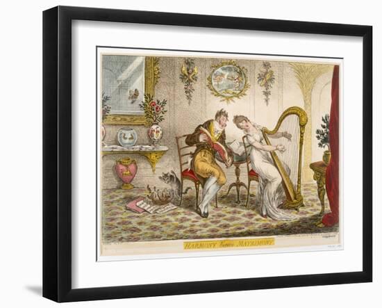 Harmony before Matrimony', Published 1805 (Coloured Engraving)-James Gillray-Framed Giclee Print