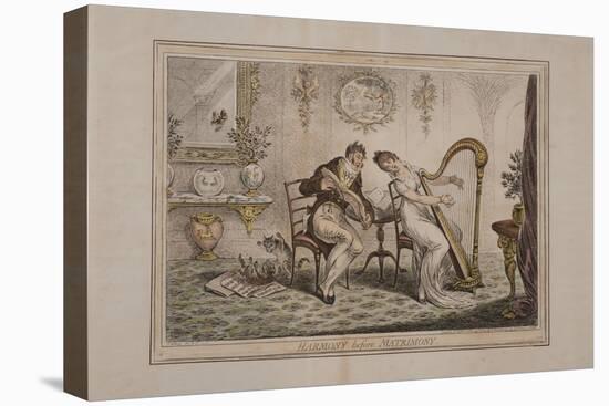 Harmony before Matrimony, Published by Hannah Humphrey, 1805-James Gillray-Stretched Canvas