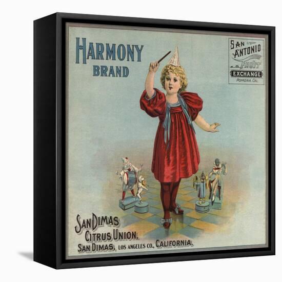 Harmony Brand - San Dimas, California - Citrus Crate Label-Lantern Press-Framed Stretched Canvas