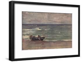 'Harmony in Blue and Silver: Beaching The Boat, Etretat', c1897-James Abbott McNeill Whistler-Framed Giclee Print