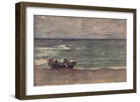 'Harmony in Blue and Silver: Beaching The Boat, Etretat', c1897-James Abbott McNeill Whistler-Framed Giclee Print