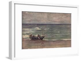 'Harmony in Blue and Silver: Beaching The Boat, Etretat', c1897-James Abbott McNeill Whistler-Framed Giclee Print