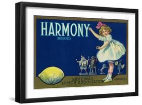 Harmony Lemon Label - San Dimas, CA-Lantern Press-Framed Art Print