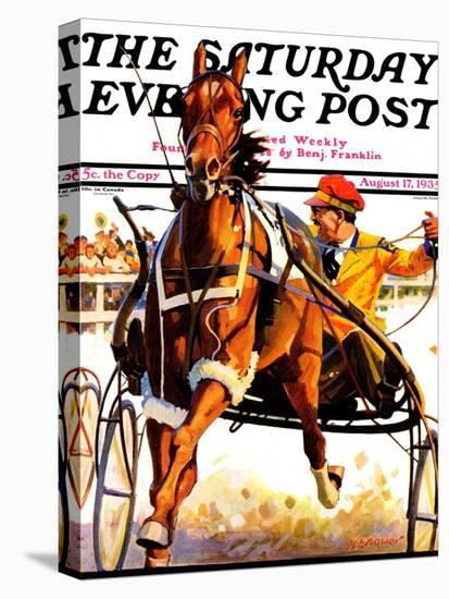 "Harness Race," Saturday Evening Post Cover, August 17, 1935-Maurice Bower-Stretched Canvas