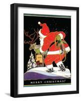 Harnessing the Reindeer - Child Life, December 1931-Keith Ward-Framed Giclee Print