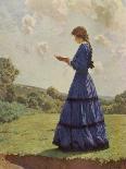 Girl Stands in a Field Reading Her Book-Harold Knight-Photographic Print