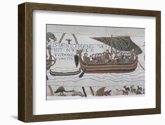 Harold Steers Ship Across Channel, a Scene from the Bayeux Tapestry, Bayeux, Normandy, France-Walter Rawlings-Framed Photographic Print