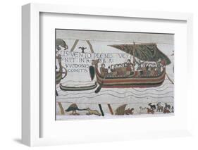 Harold Steers Ship Across Channel, a Scene from the Bayeux Tapestry, Bayeux, Normandy, France-Walter Rawlings-Framed Photographic Print