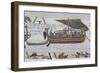 Harold Steers Ship Across Channel, a Scene from the Bayeux Tapestry, Bayeux, Normandy, France-Walter Rawlings-Framed Photographic Print