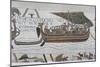 Harold Steers Ship Across Channel, a Scene from the Bayeux Tapestry, Bayeux, Normandy, France-Walter Rawlings-Mounted Photographic Print