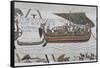 Harold Steers Ship Across Channel, a Scene from the Bayeux Tapestry, Bayeux, Normandy, France-Walter Rawlings-Framed Stretched Canvas