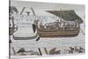 Harold Steers Ship Across Channel, a Scene from the Bayeux Tapestry, Bayeux, Normandy, France-Walter Rawlings-Stretched Canvas