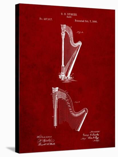 Harp Instrument 1890 Patent-Cole Borders-Stretched Canvas