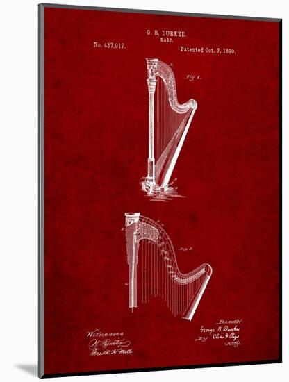 Harp Instrument 1890 Patent-Cole Borders-Mounted Art Print