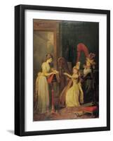 Harp Lesson Given by Madame de Genlis to Mademoiselle D'Orleans, 1842-Jean Baptiste Mauzaisse-Framed Giclee Print