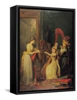 Harp Lesson Given by Madame de Genlis to Mademoiselle D'Orleans, 1842-Jean Baptiste Mauzaisse-Framed Stretched Canvas