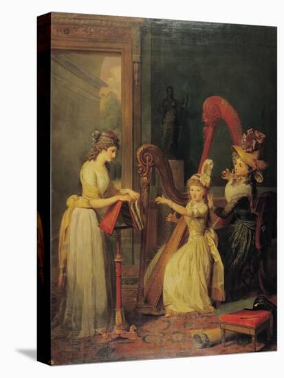 Harp Lesson Given by Madame de Genlis to Mademoiselle D'Orleans, 1842-Jean Baptiste Mauzaisse-Stretched Canvas