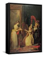 Harp Lesson Given by Madame de Genlis to Mademoiselle D'Orleans, 1842-Jean Baptiste Mauzaisse-Framed Stretched Canvas