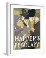 Harper's February, 1897-Edward Penfield-Framed Giclee Print