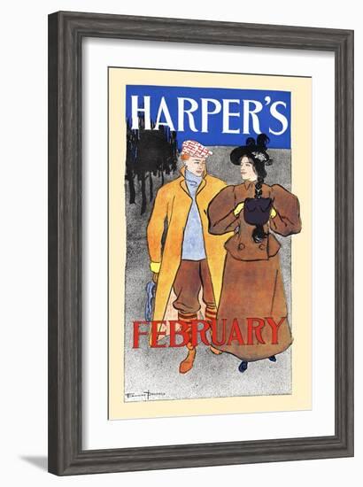 Harper's February-Edward Penfield-Framed Art Print