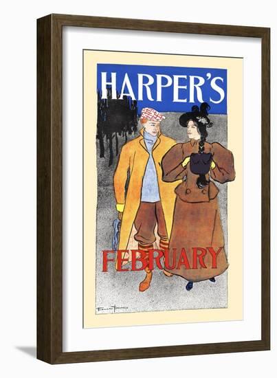 Harper's February-Edward Penfield-Framed Art Print