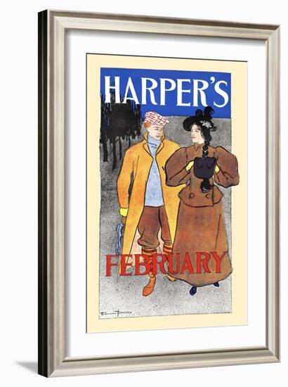 Harper's February-Edward Penfield-Framed Art Print