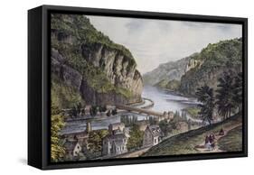 Harper's Ferry (From the Potomac Side)-Currier & Ives-Framed Stretched Canvas