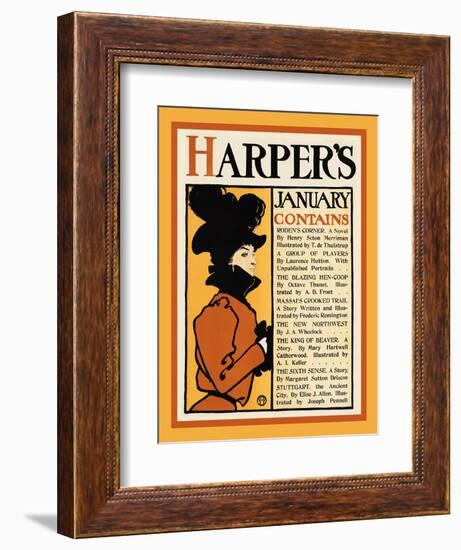 Harper's January - Roden's Corner-Edward Penfield-Framed Art Print