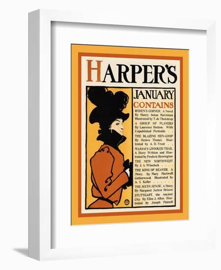 Harper's January - Roden's Corner-Edward Penfield-Framed Art Print