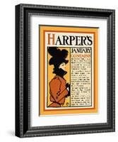 Harper's January - Roden's Corner-Edward Penfield-Framed Art Print