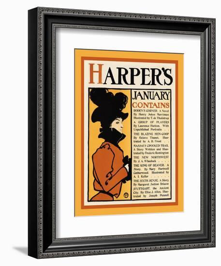 Harper's January - Roden's Corner-Edward Penfield-Framed Art Print