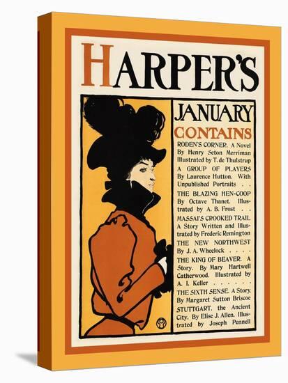 Harper's January - Roden's Corner-Edward Penfield-Stretched Canvas