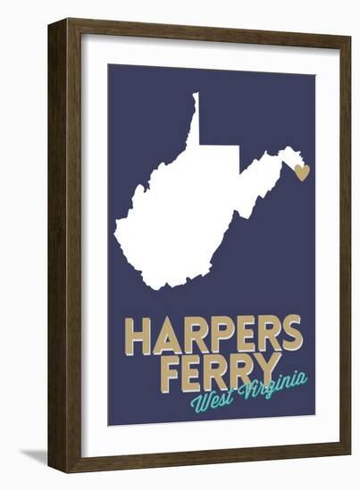 Harpers Ferry, West Virginia - State Outline and Heart-Lantern Press-Framed Art Print