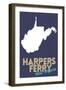 Harpers Ferry, West Virginia - State Outline and Heart-Lantern Press-Framed Art Print