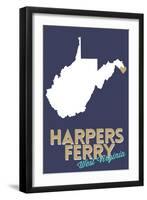 Harpers Ferry, West Virginia - State Outline and Heart-Lantern Press-Framed Art Print