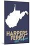 Harpers Ferry, West Virginia - State Outline and Heart-Lantern Press-Mounted Art Print