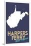 Harpers Ferry, West Virginia - State Outline and Heart-Lantern Press-Framed Art Print