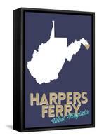 Harpers Ferry, West Virginia - State Outline and Heart-Lantern Press-Framed Stretched Canvas